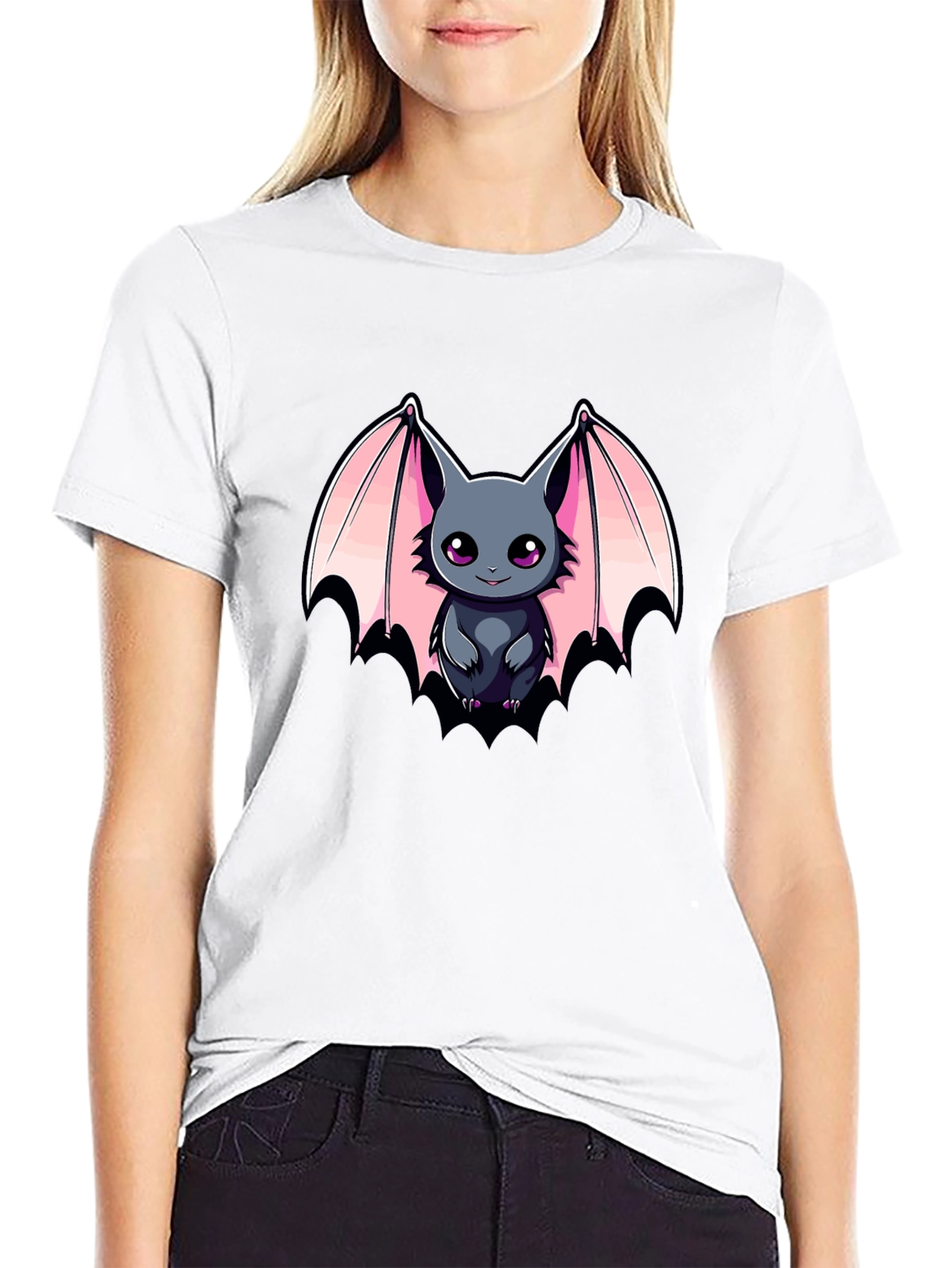 Cute Bat Graphic Tee - Mens Black T-Shirt