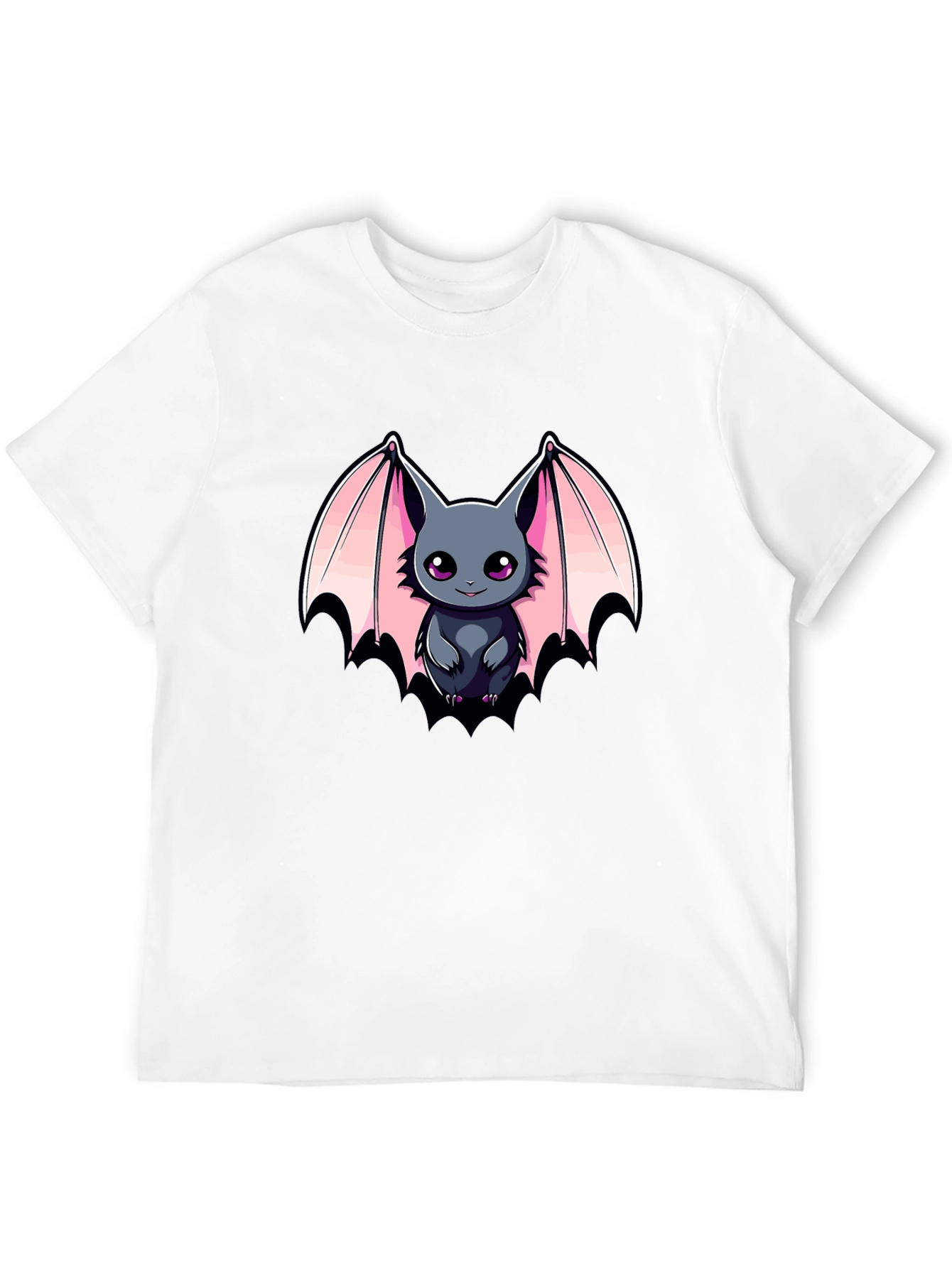 Cute Bat Graphic Tee - Mens Black T-Shirt