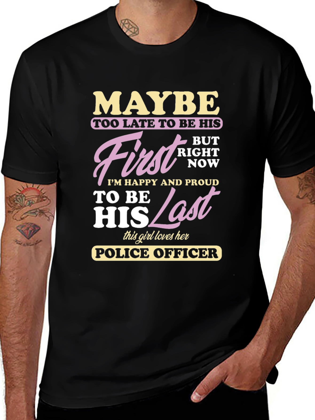 Maybe First Last Police Officer Graphic T-Shirt