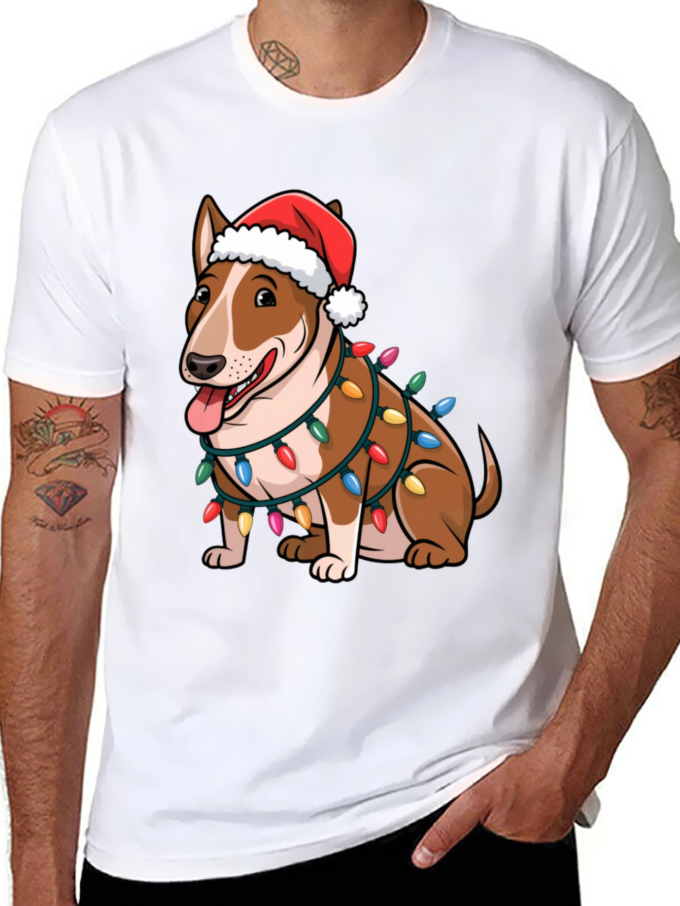 Festive Bull Terrier Holiday T-Shirt