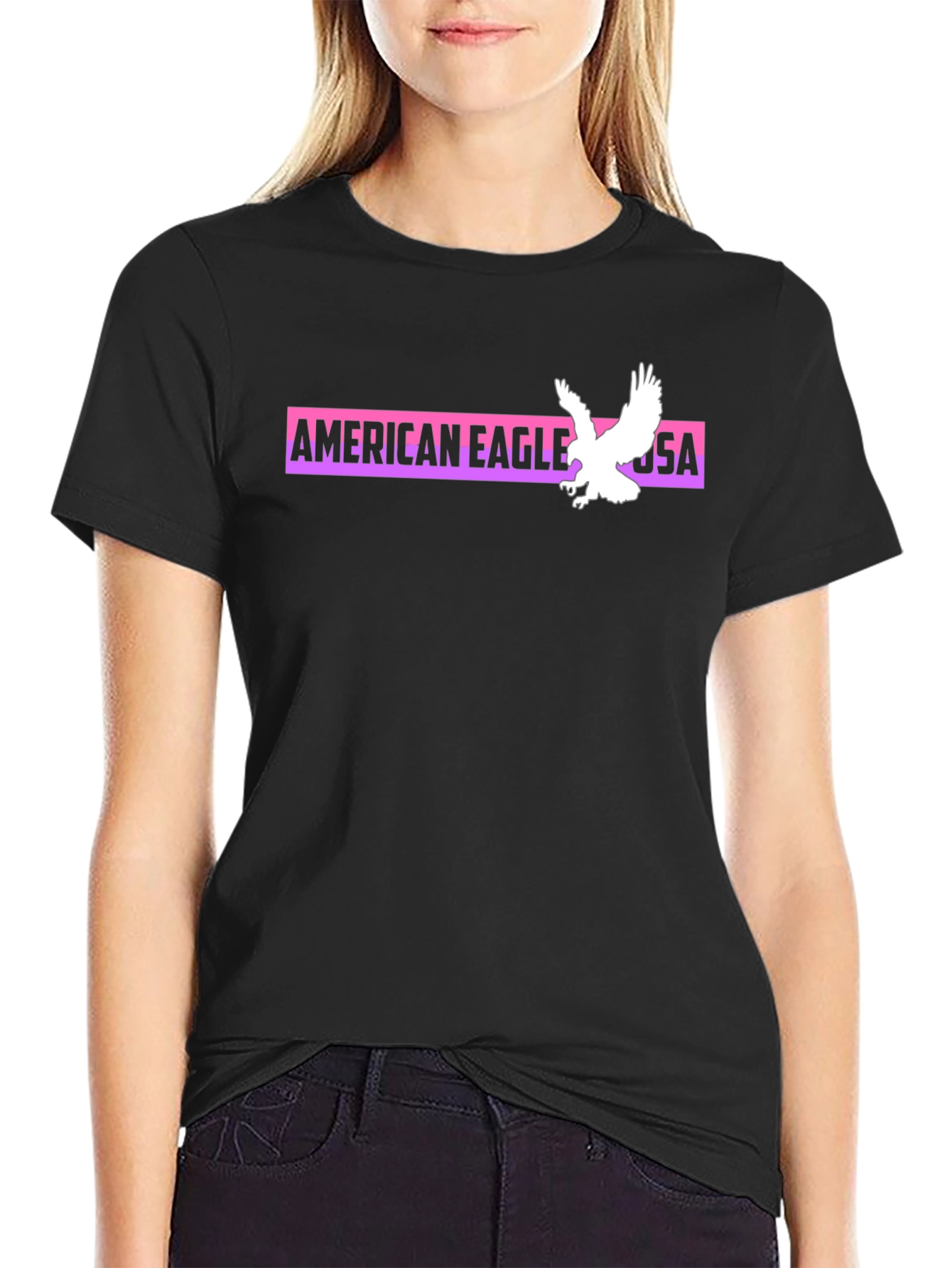 American Eagle Graphic Print Black T-Shirt