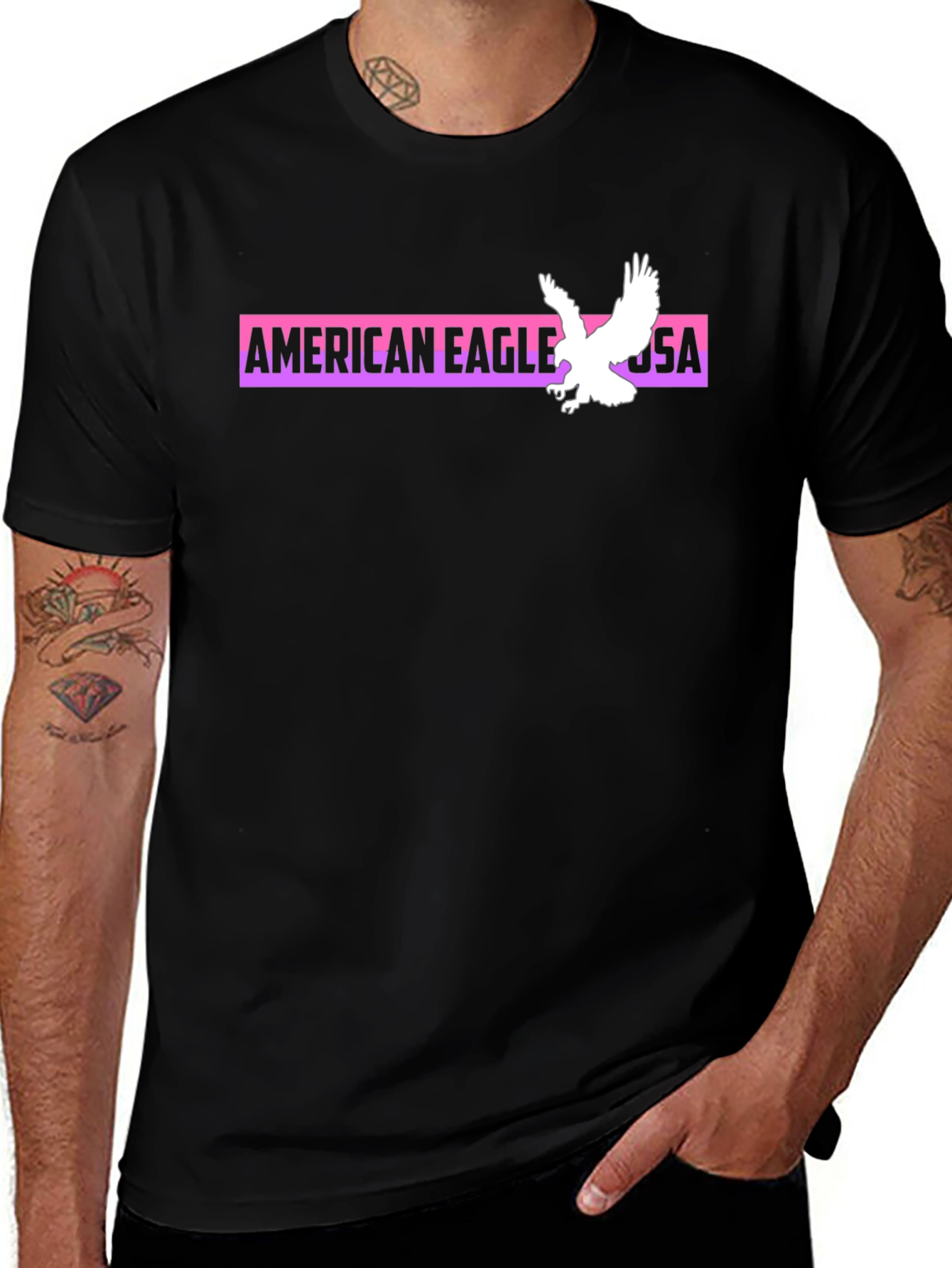 American Eagle Graphic Print Black T-Shirt