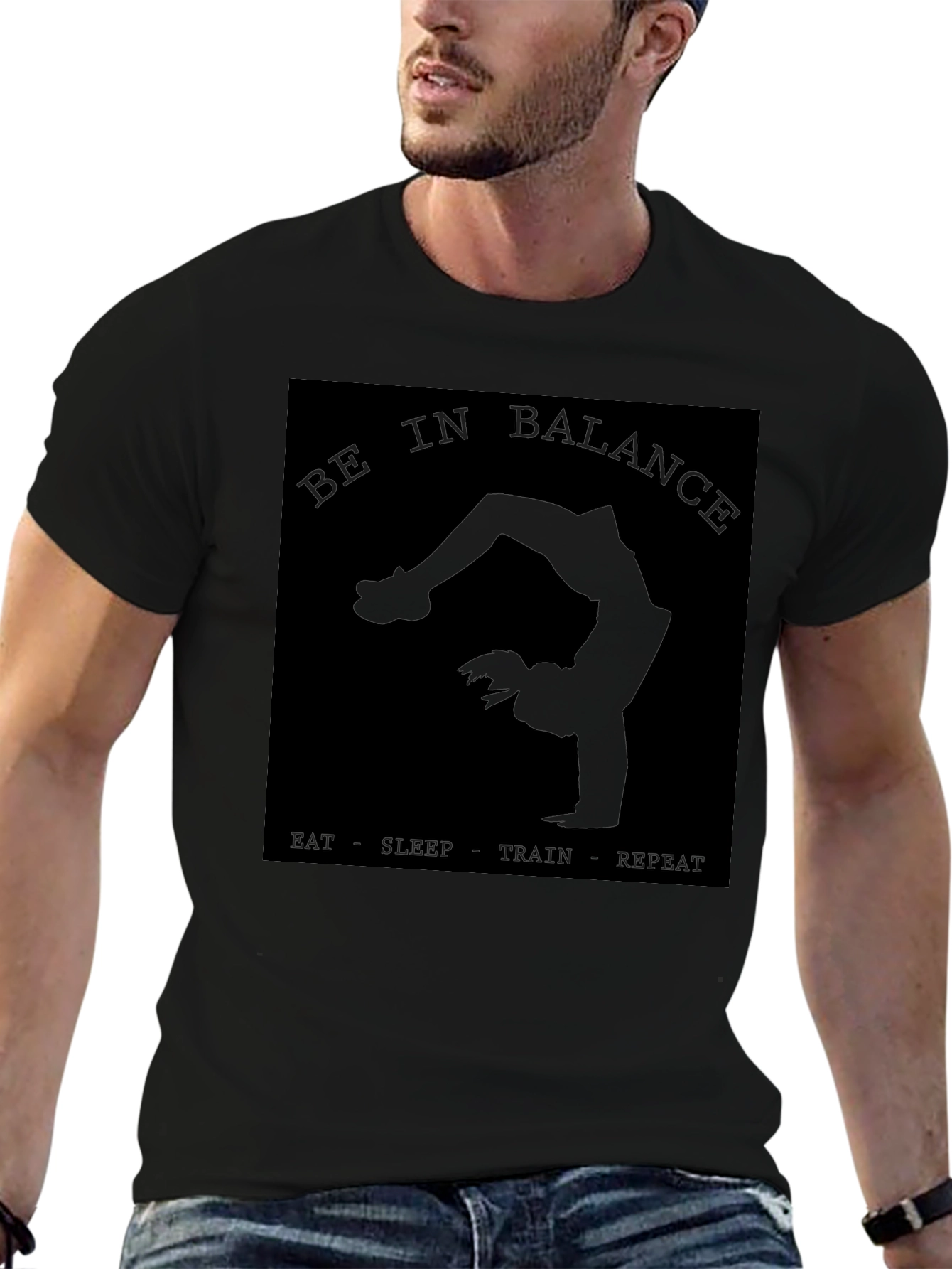 Be In Balance Mens Black T-Shirt