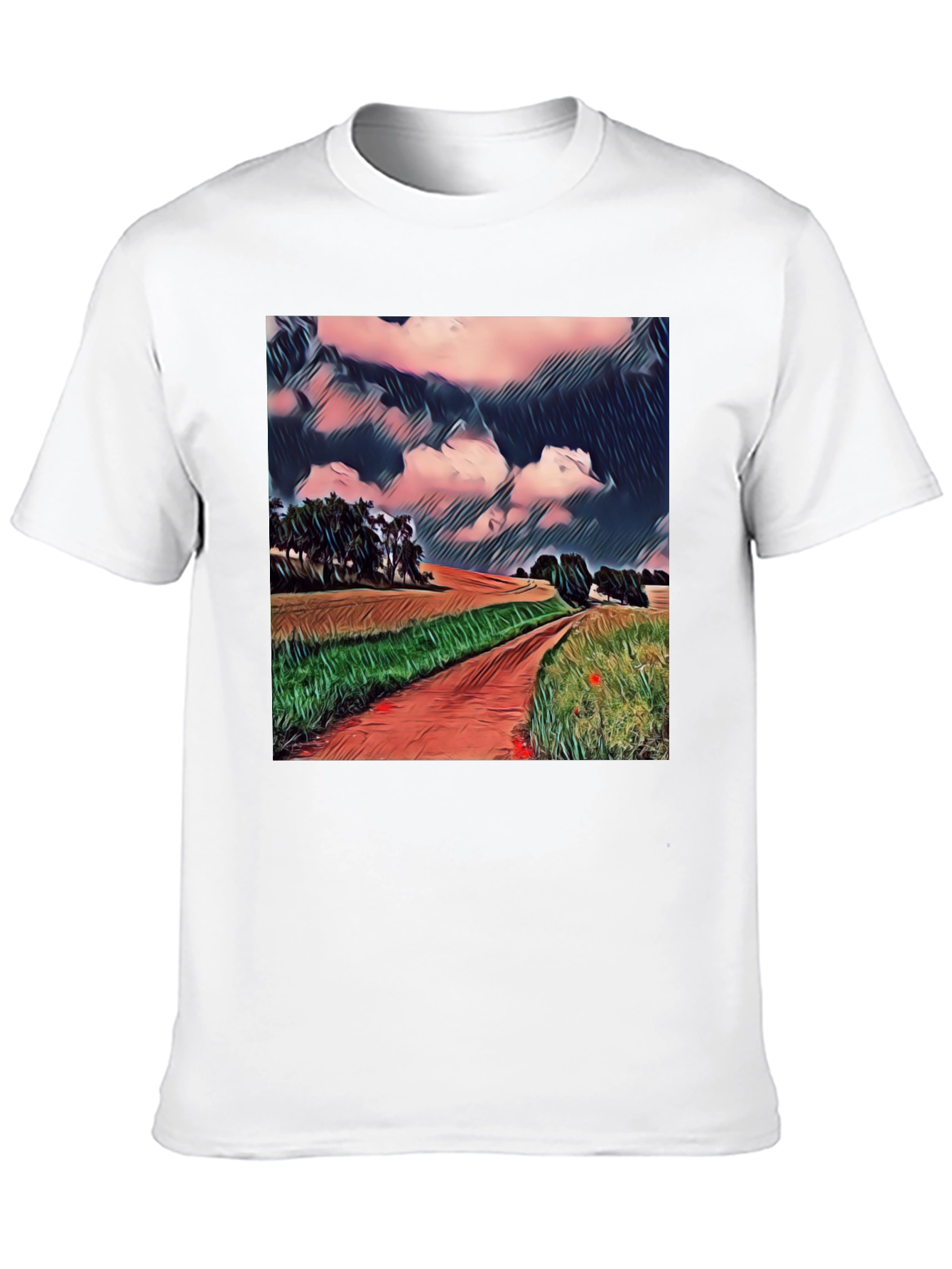 Artistic Landscape T-Shirt - Country Road Design