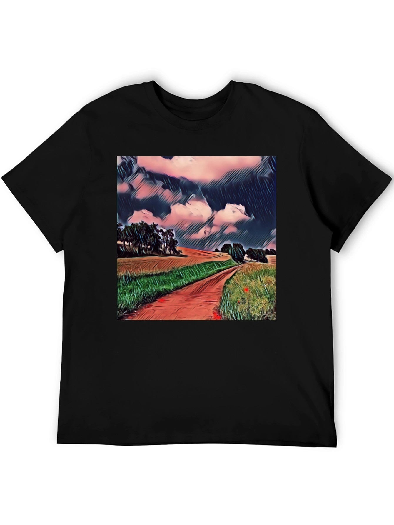 Artistic Landscape T-Shirt - Country Road Design