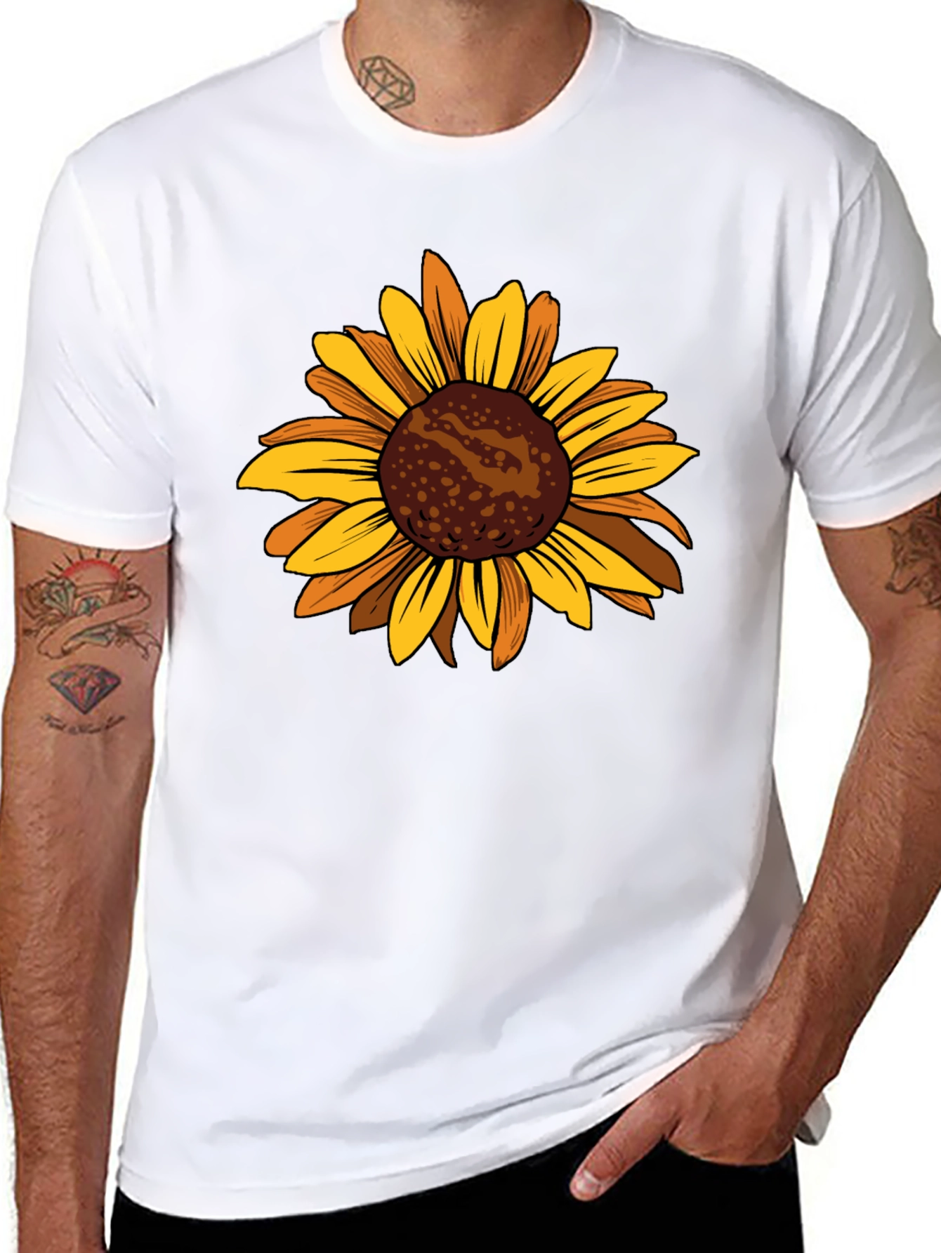 Sunflower Graphic Tee - Casual Black T-Shirt