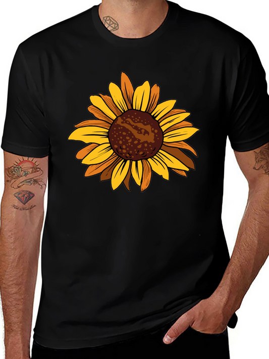 Sunflower Graphic Tee - Casual Black T-Shirt