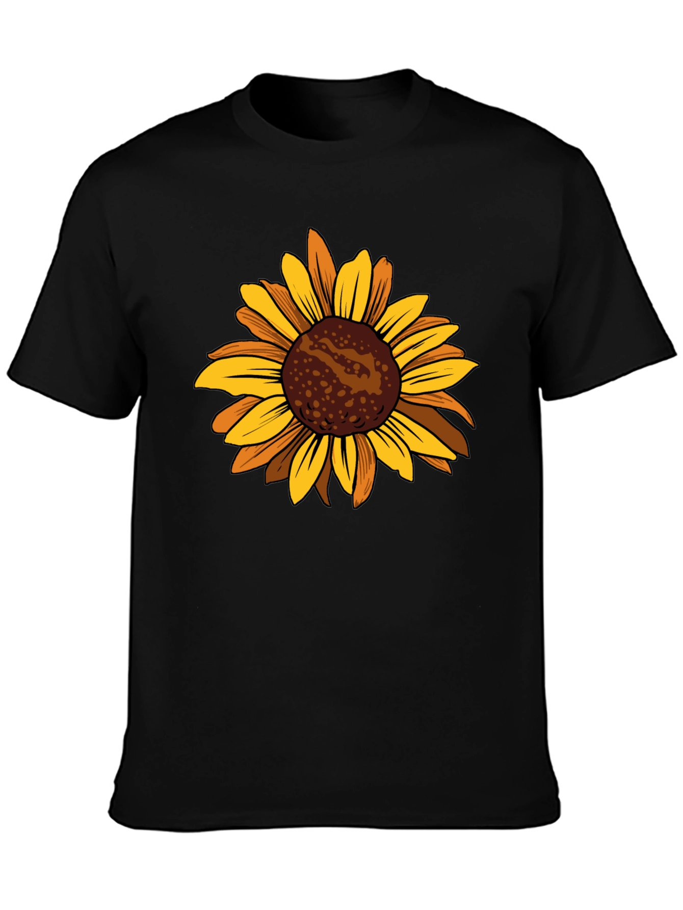 Sunflower Graphic Tee - Casual Black T-Shirt