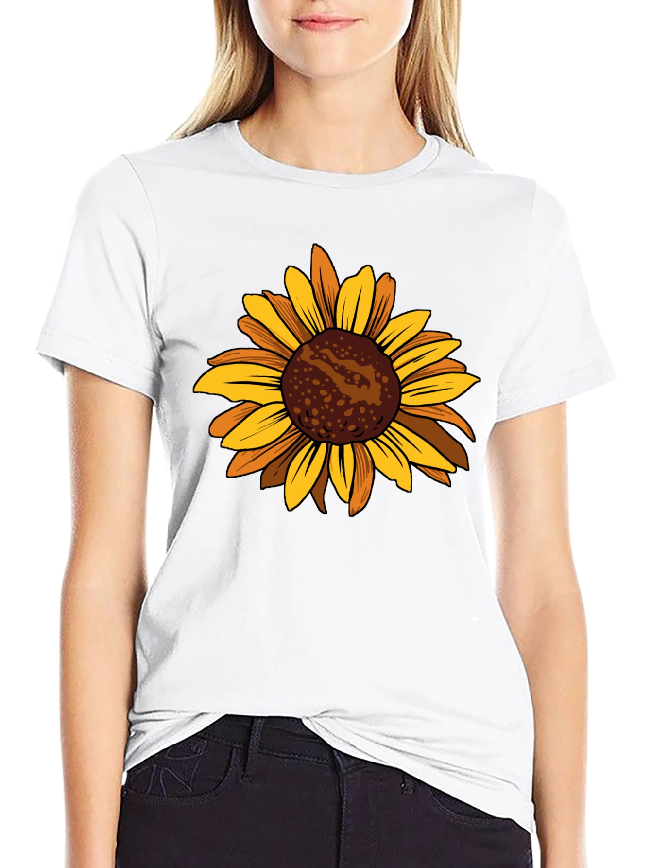 Sunflower Graphic Tee - Casual Black T-Shirt