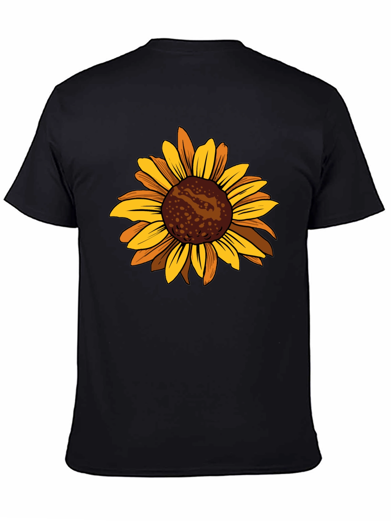 Sunflower Graphic Tee - Casual Black T-Shirt