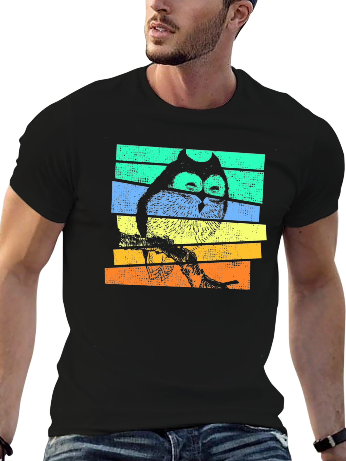 Retro Owl Graphic T-Shirt - Unisex Black Tee