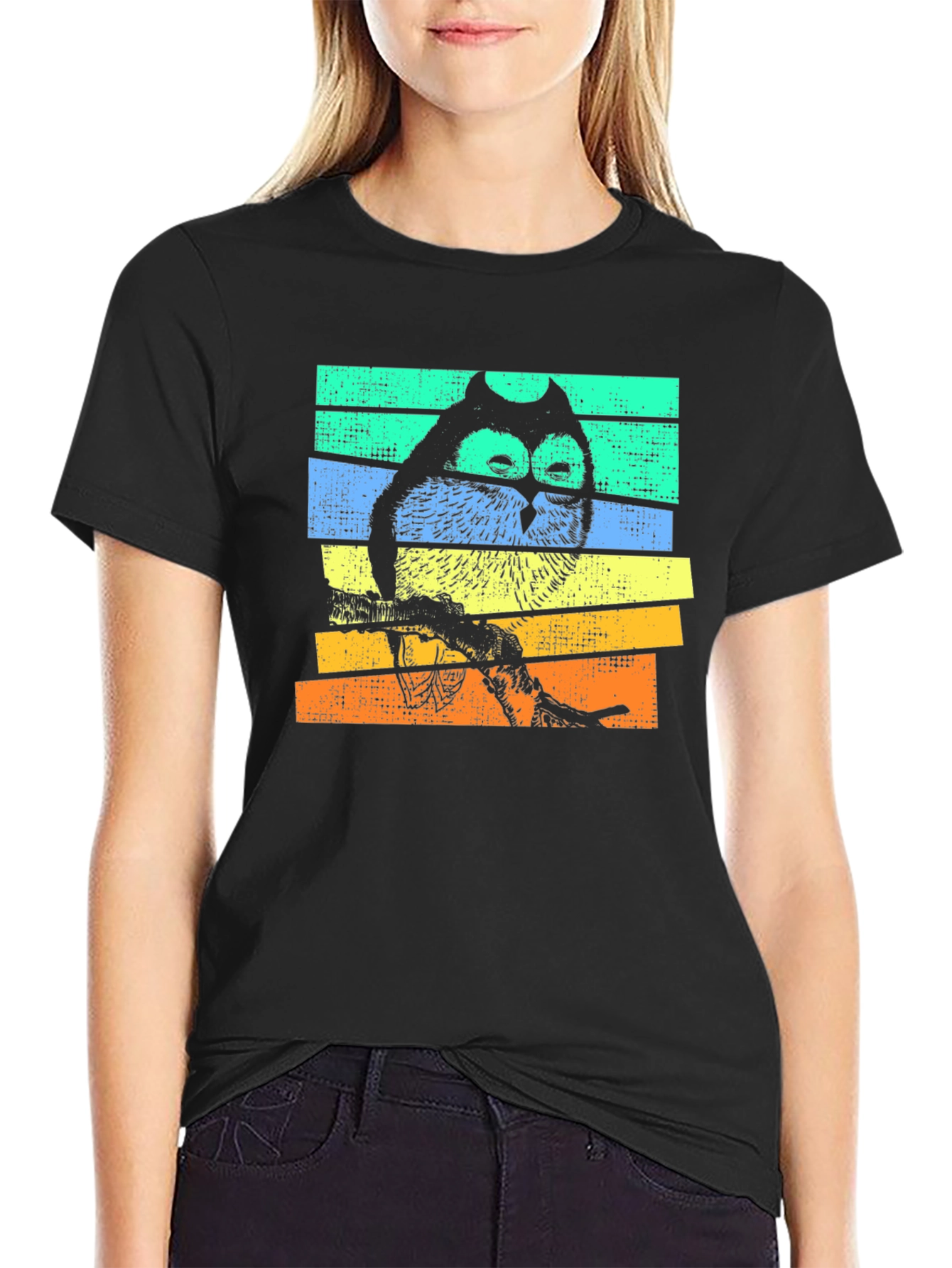 Retro Owl Graphic T-Shirt - Unisex Black Tee