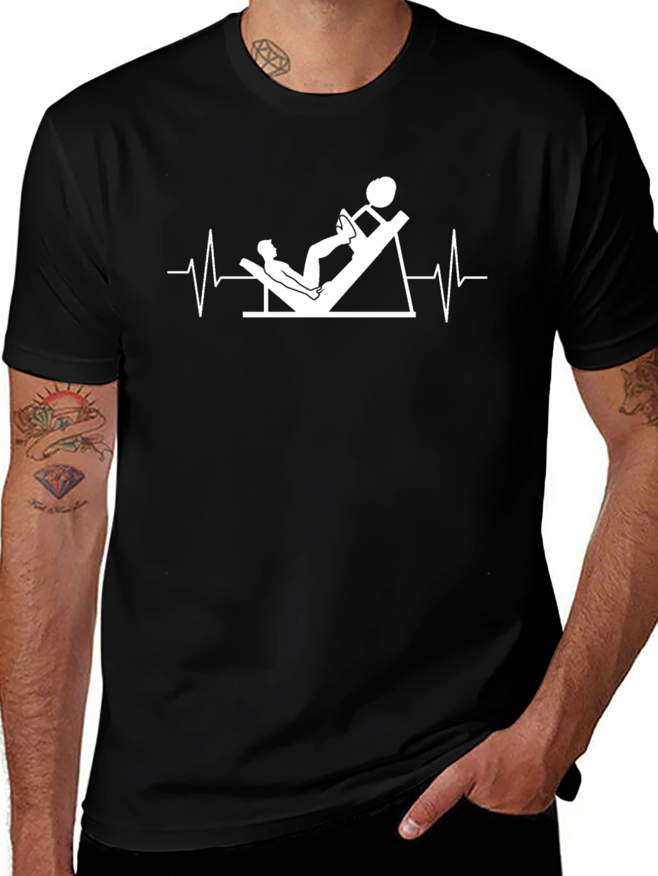 Leg Press Heartbeat Black T-Shirt