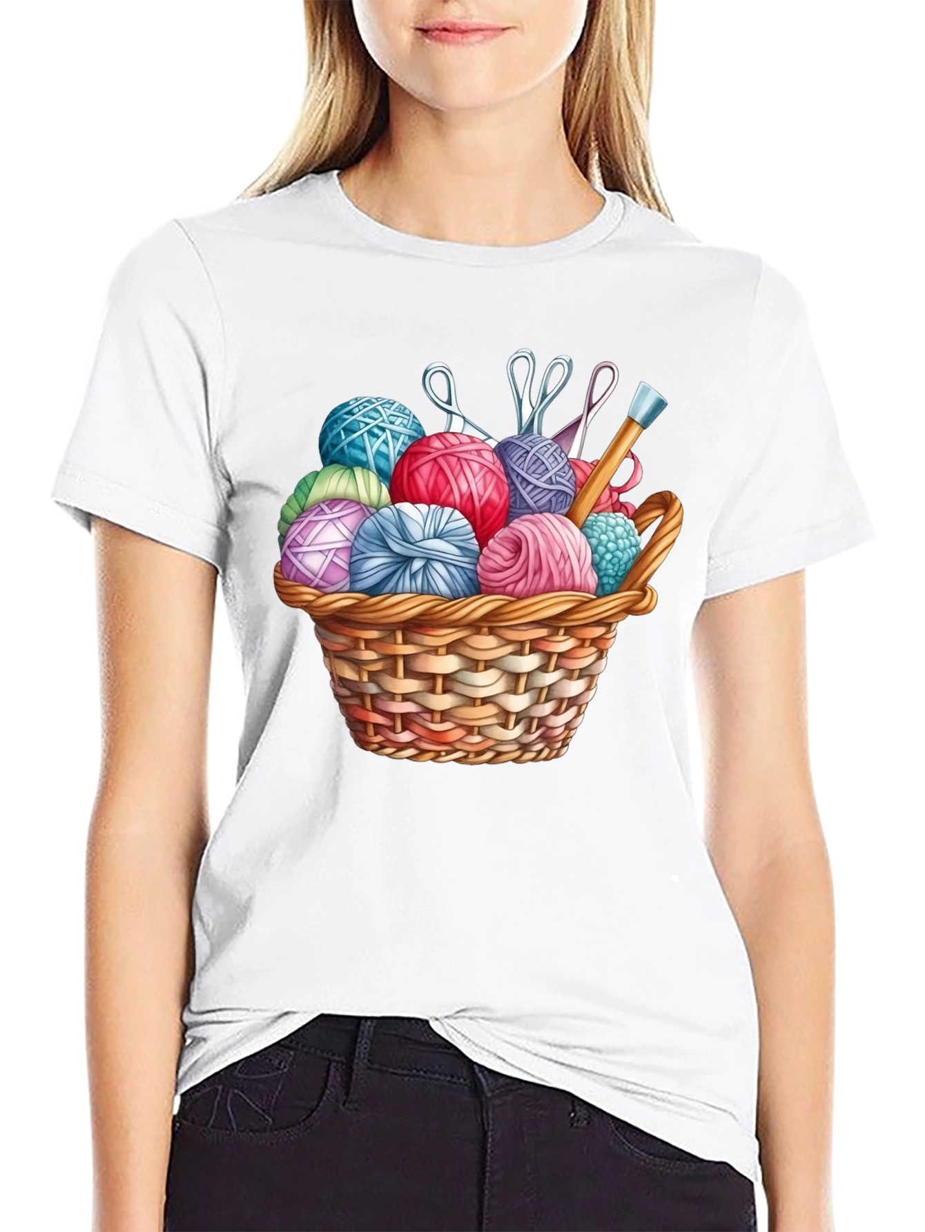 Knitting Basket Graphic T-Shirt