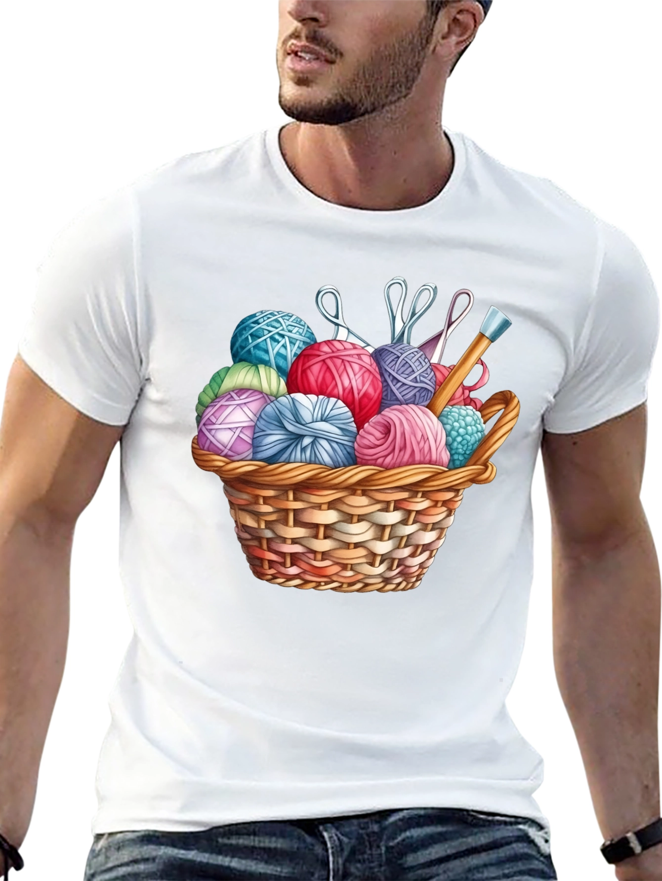 Knitting Basket Graphic T-Shirt