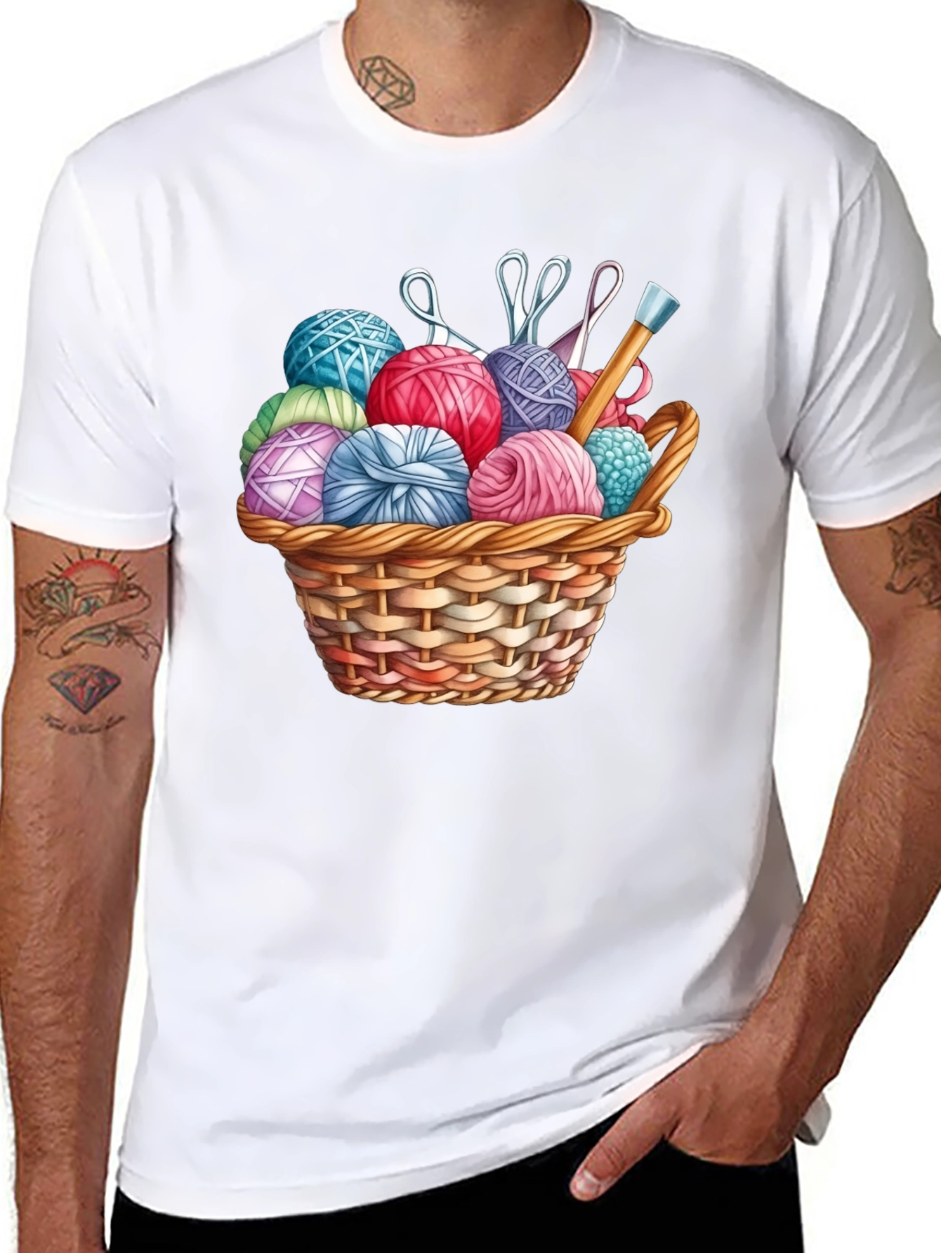 Knitting Basket Graphic T-Shirt