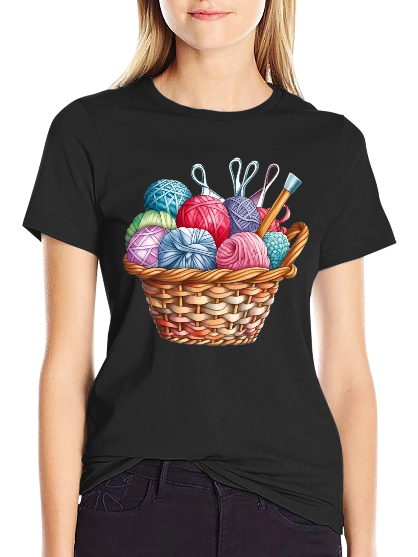 Knitting Basket Graphic T-Shirt