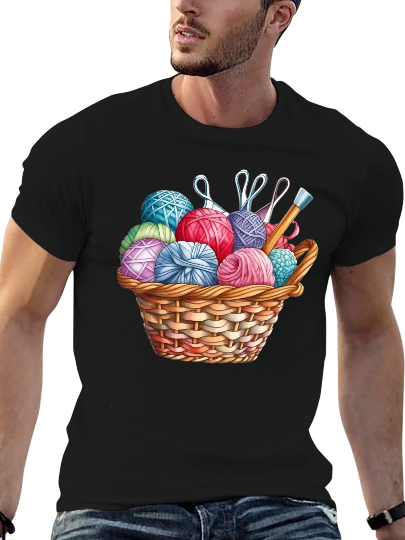 Knitting Basket Graphic T-Shirt