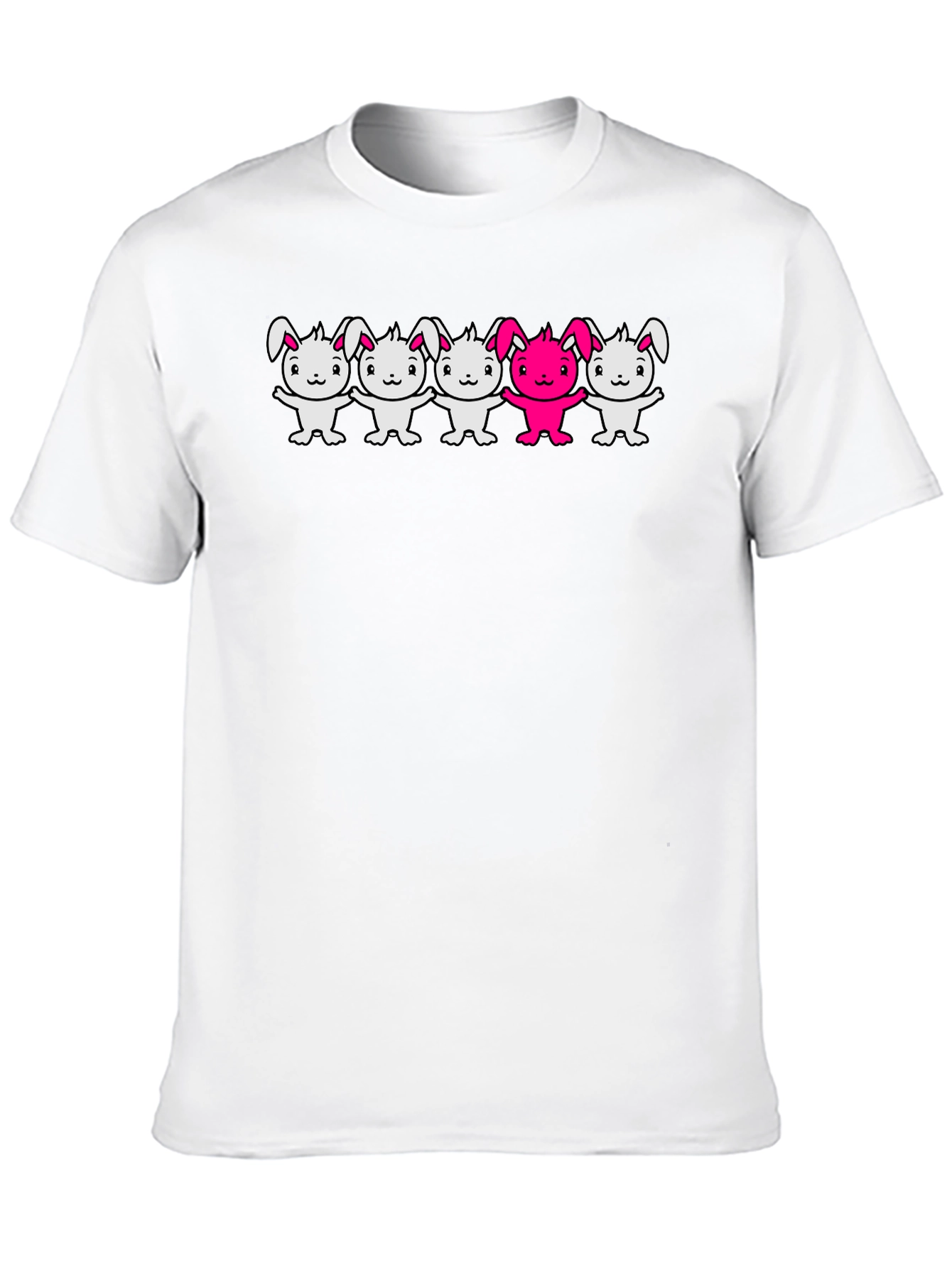 Bunny Graphic T-Shirt Black Crew Neck Cartoon Design