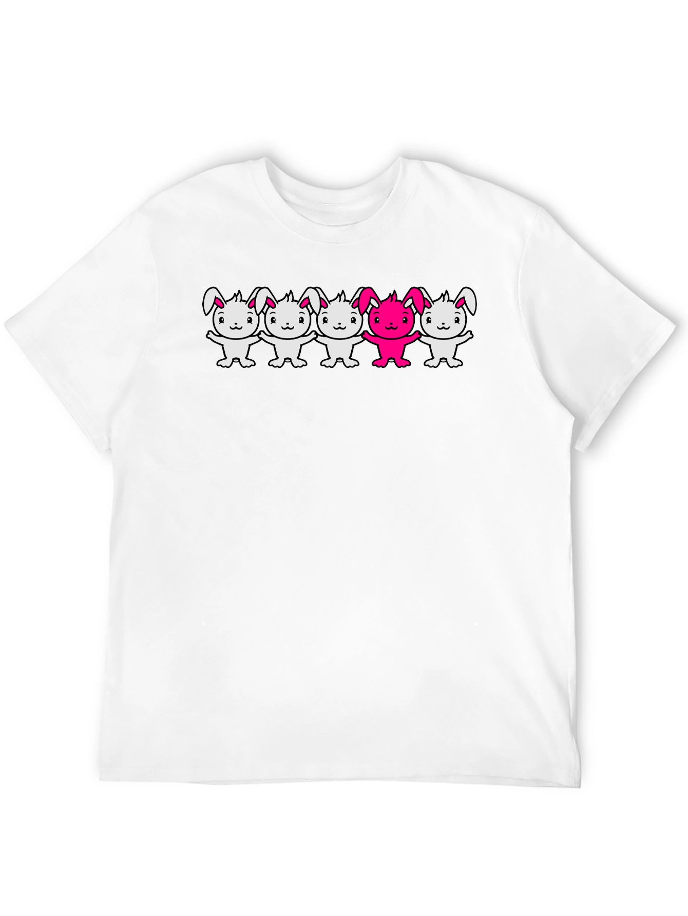 Bunny Graphic T-Shirt Black Crew Neck Cartoon Design