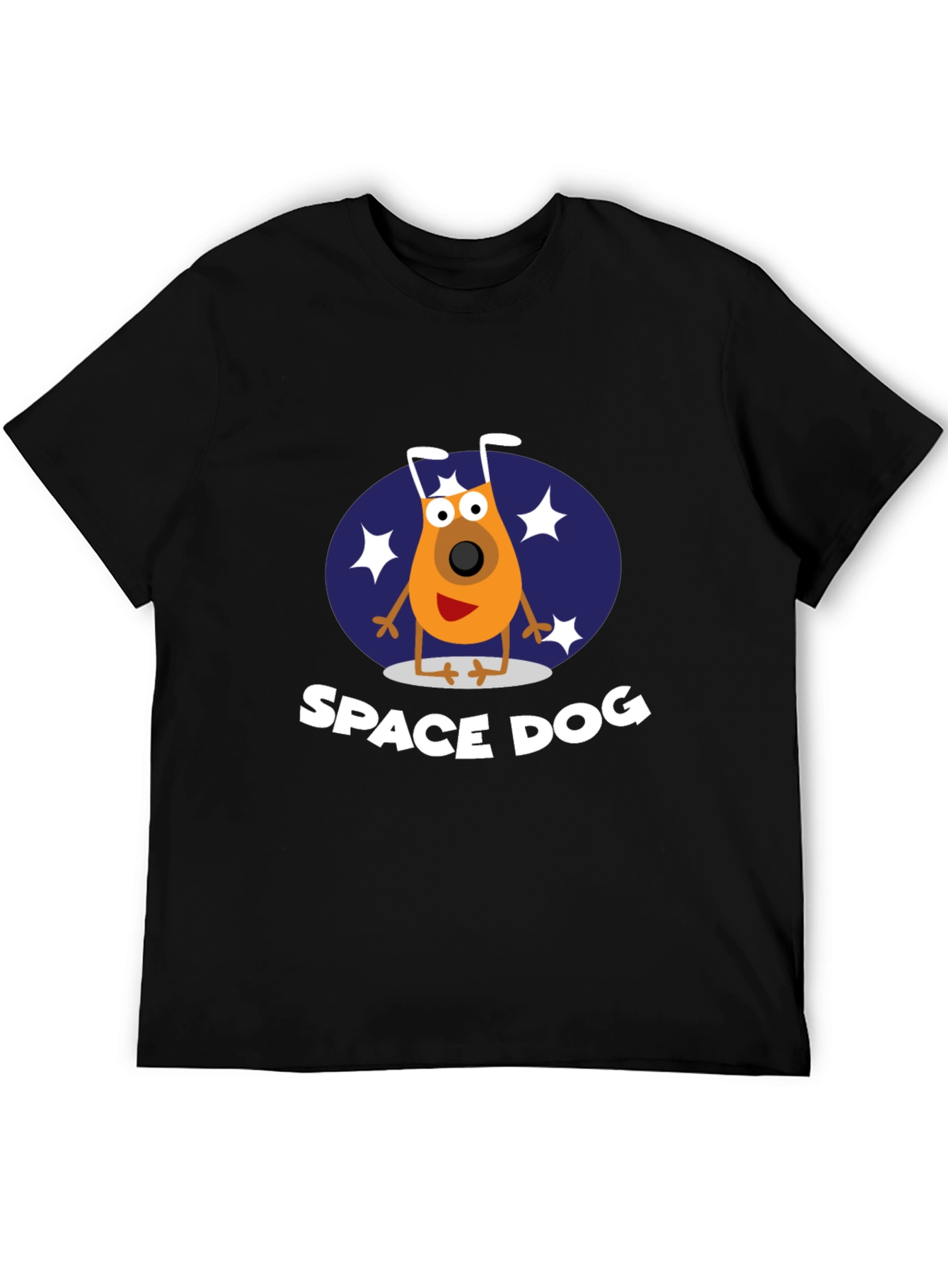Space Dog Graphic Tee - Black Cotton T-Shirt