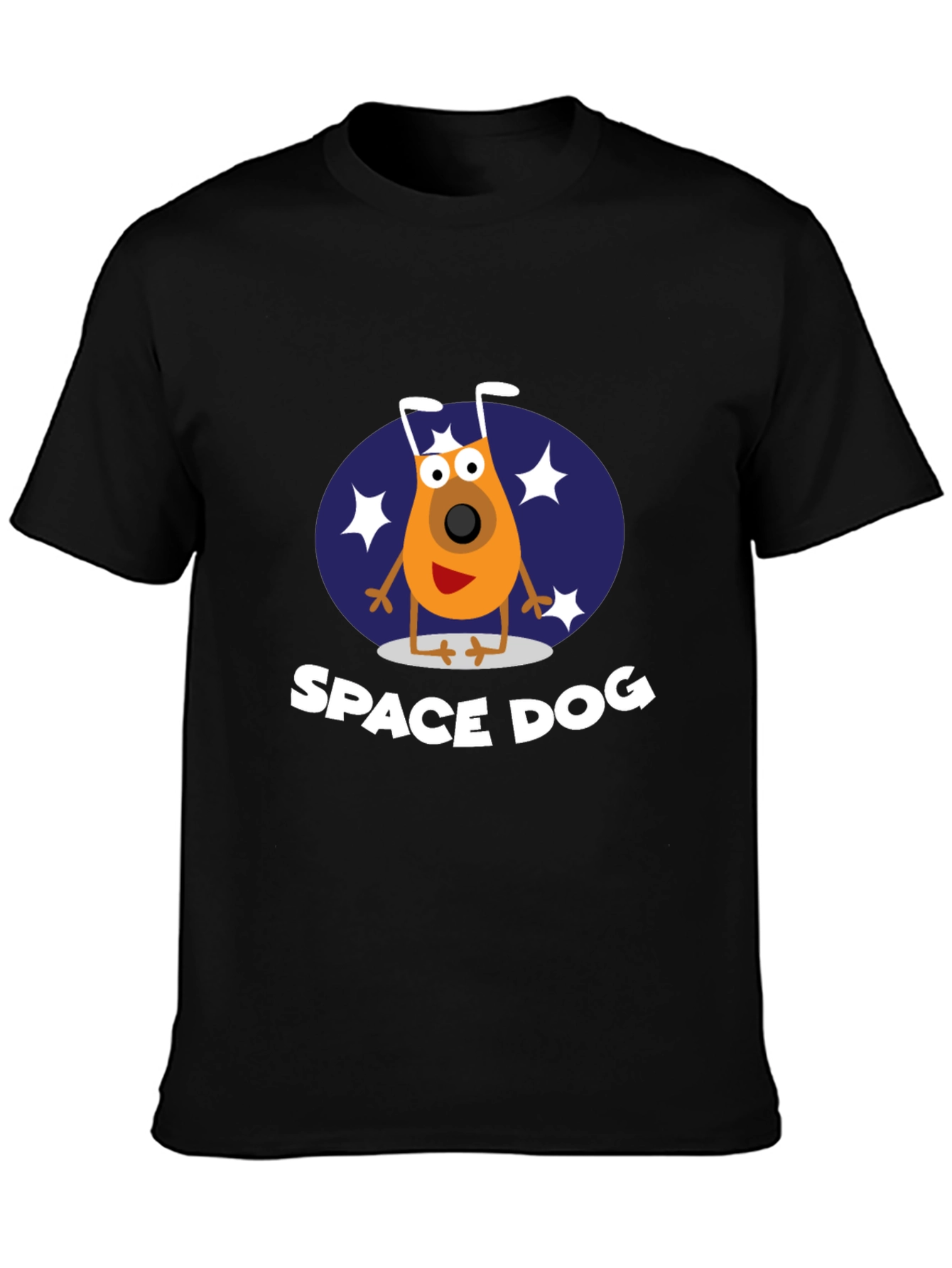 Space Dog Graphic Tee - Black Cotton T-Shirt