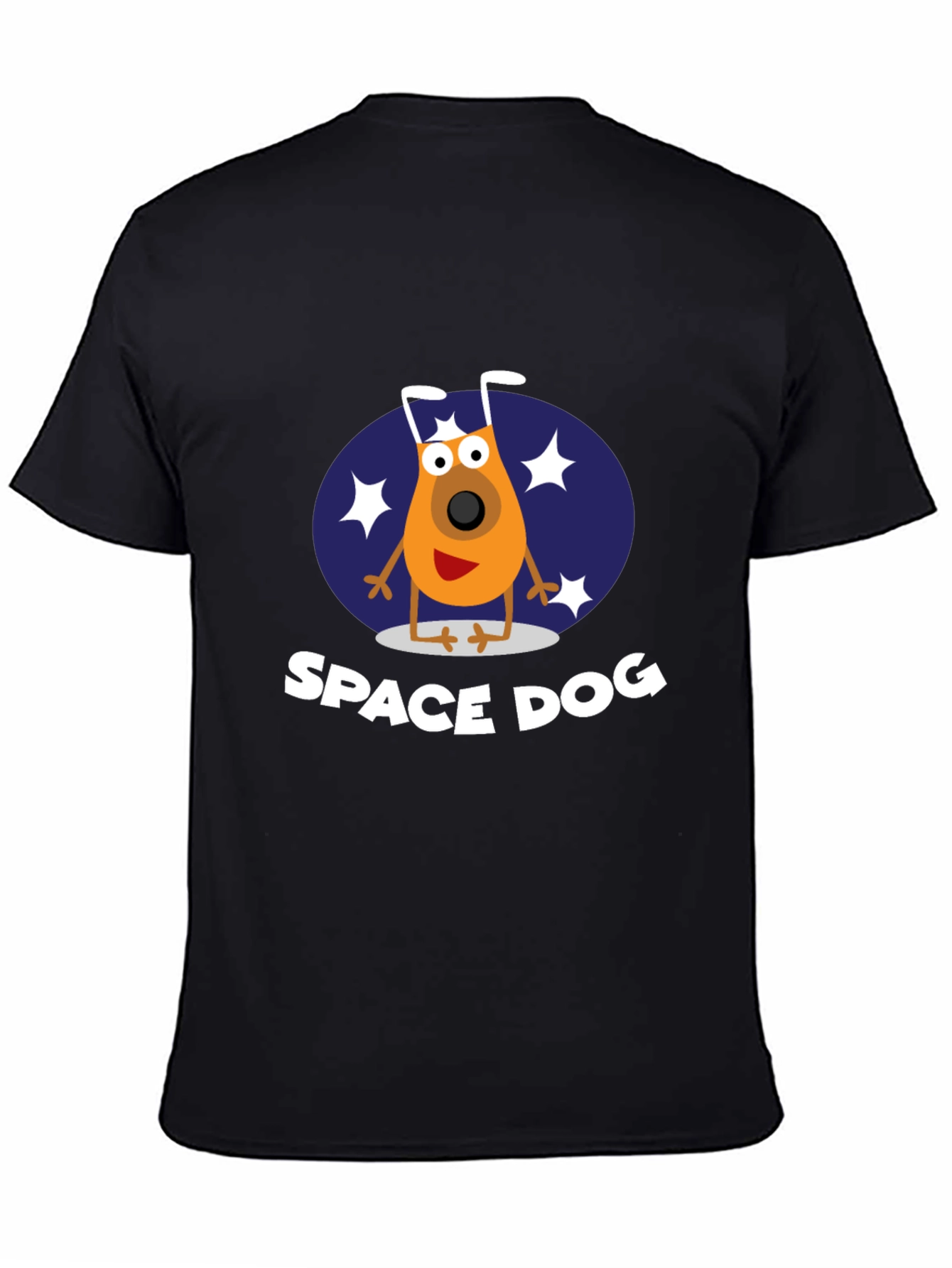 Space Dog Graphic Tee - Black Cotton T-Shirt