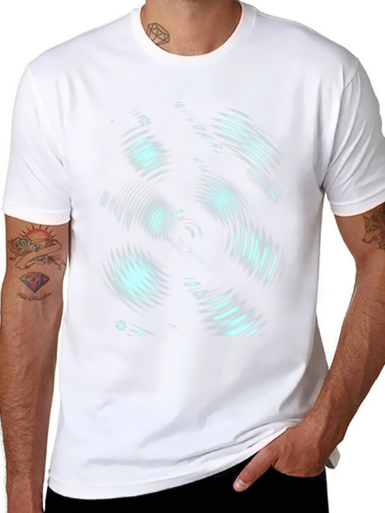 Abstract Swirl Graphic Print Crew Neck Tee