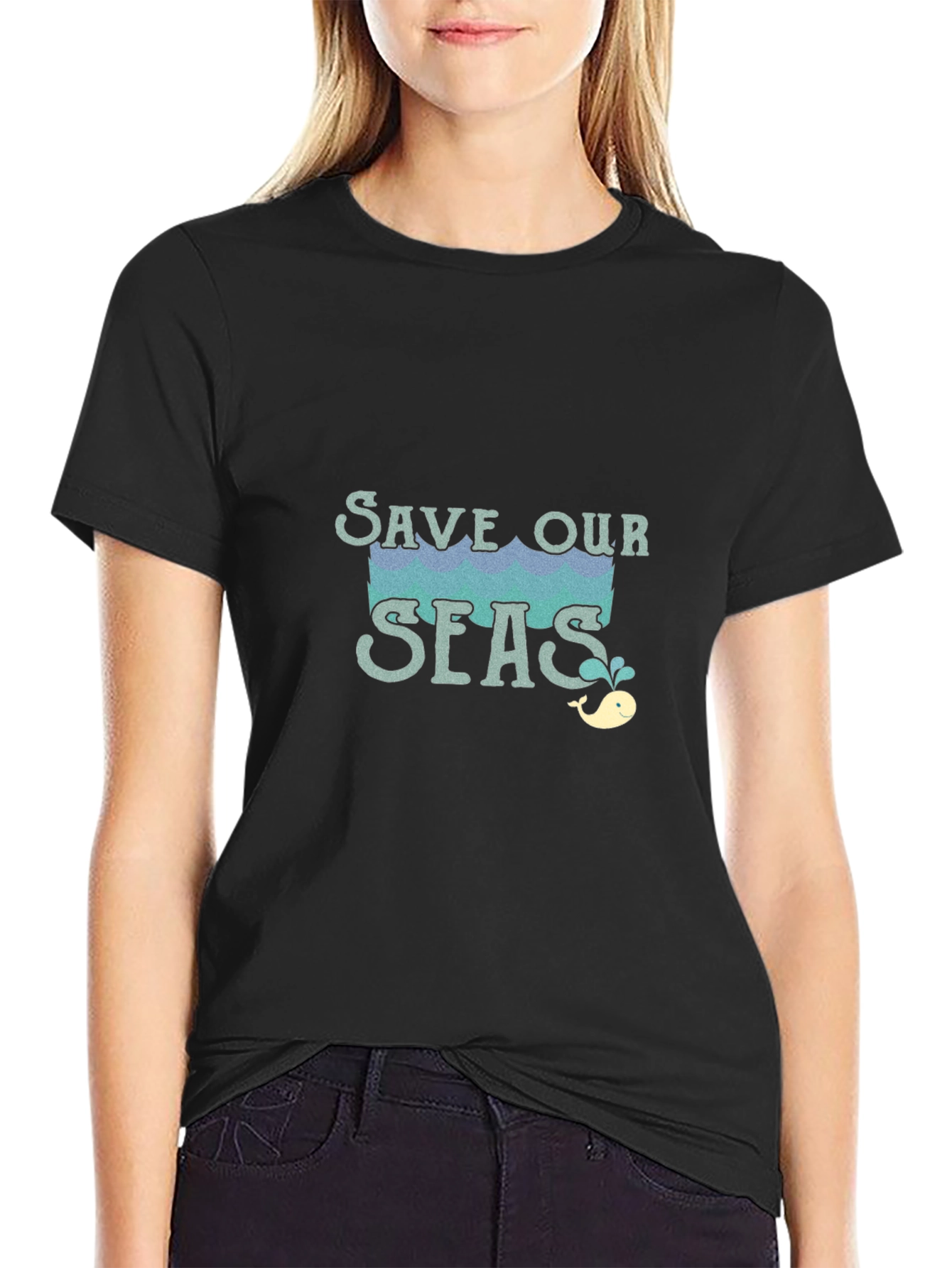 Save Our Seas Graphic Tee - Black Cotton T-Shirt