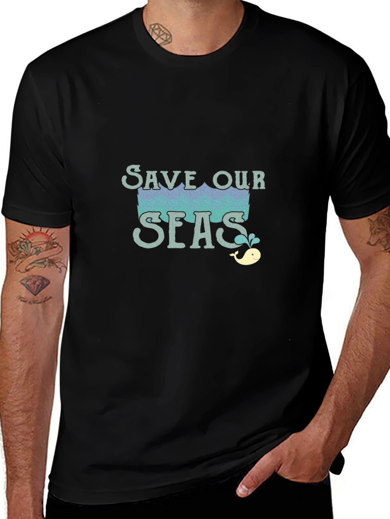 Save Our Seas Graphic Tee - Black Cotton T-Shirt