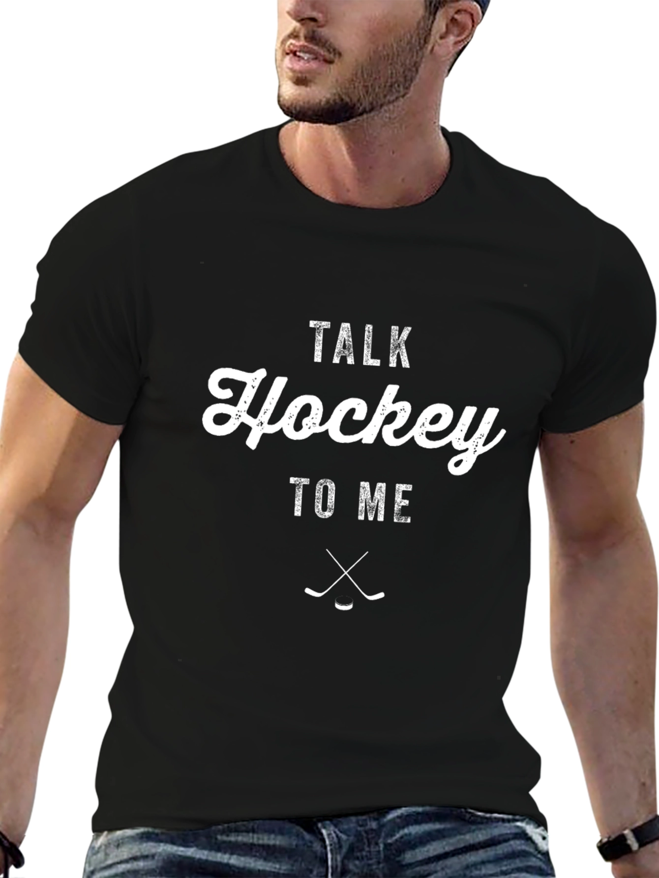 Talk Hockey To Me Black T-Shirt