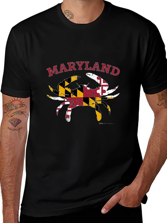 Maryland Crab State Flag T-Shirt Black