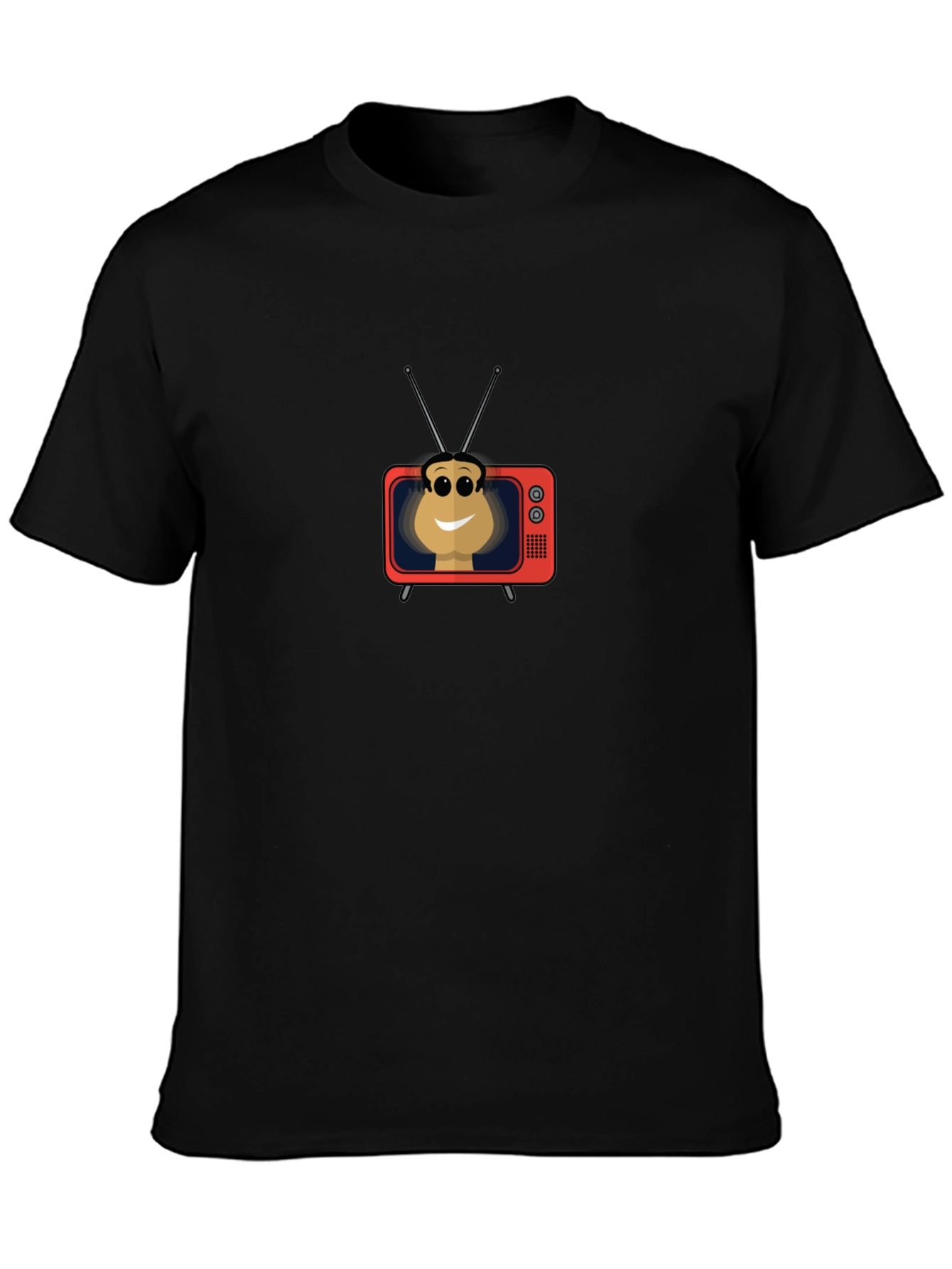 Retro TV Head Graphic Tee - Black Casual Shirt