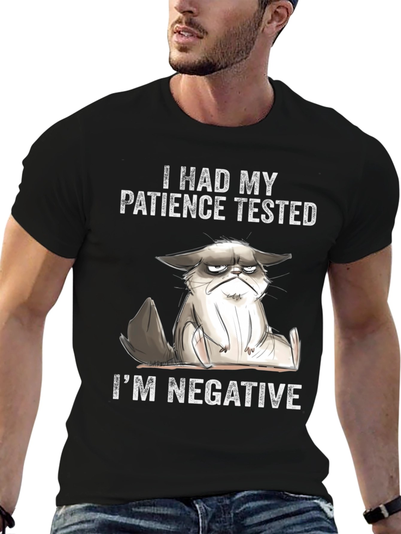 Grumpy Cat Patience Tested Black T-Shirt