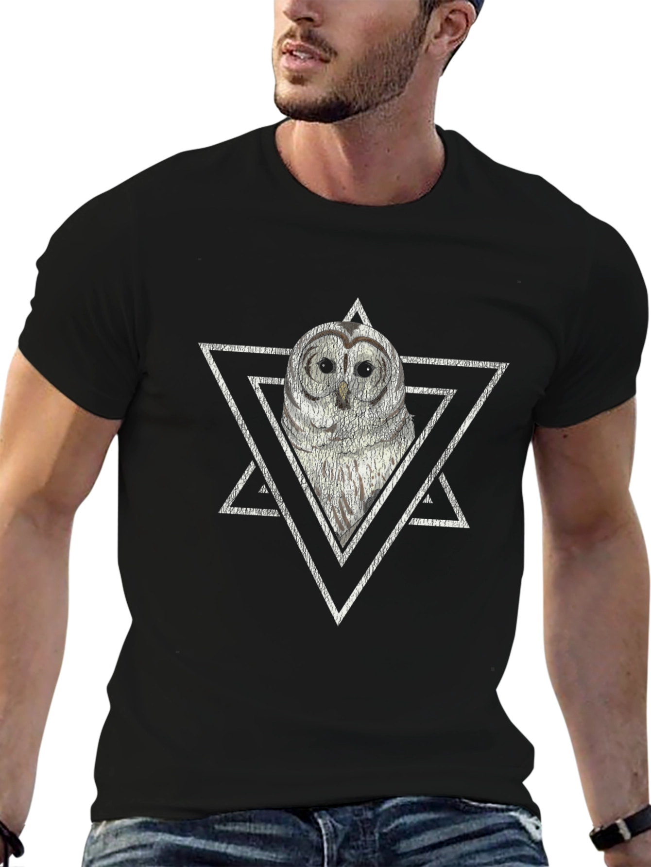 Owl Graphic Tee - Modern Geometric Design