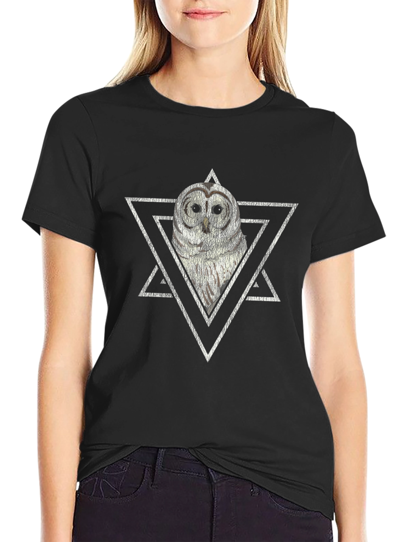 Owl Graphic Tee - Modern Geometric Design