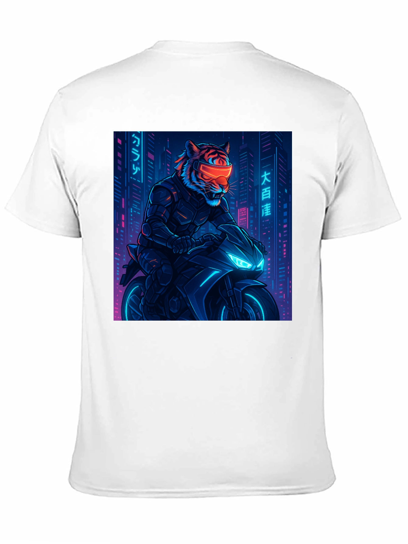 Cyberpunk Tiger Rider Graphic Tee - Black