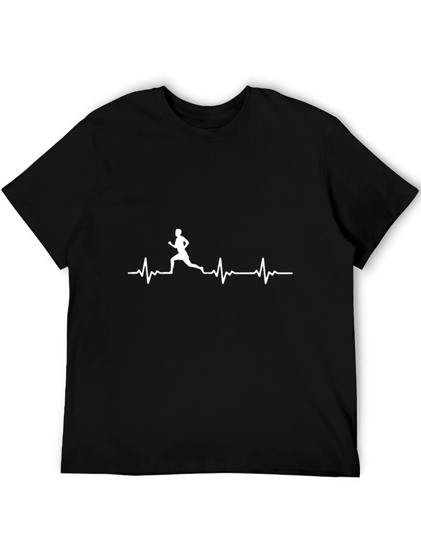 Runner Heartbeat Graphic Tee - Black Cotton Casual Shirt