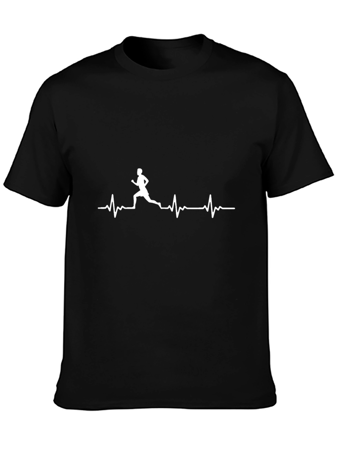 Runner Heartbeat Graphic Tee - Black Cotton Casual Shirt