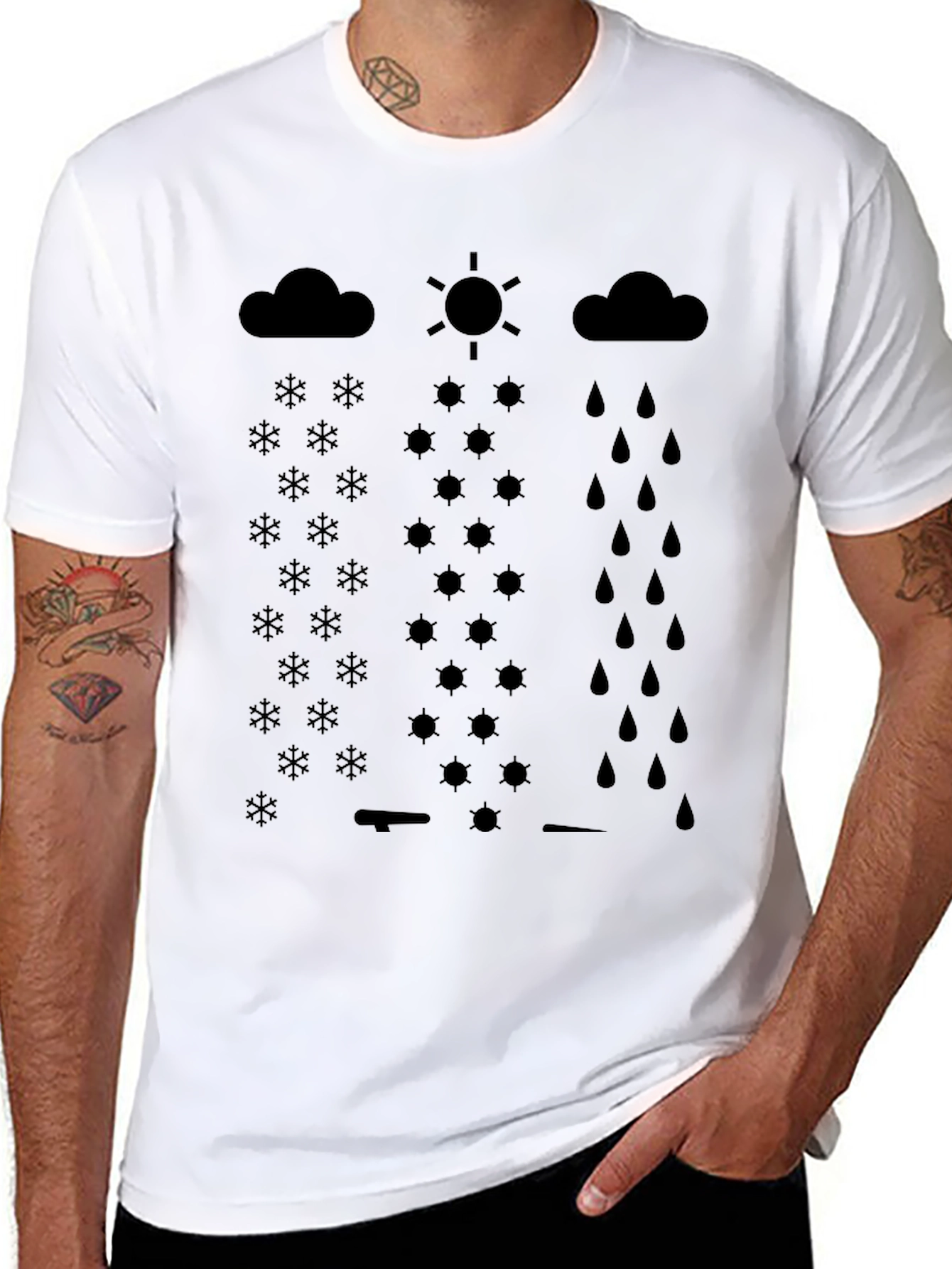 Weather Pattern Black Graphic Print T-Shirt