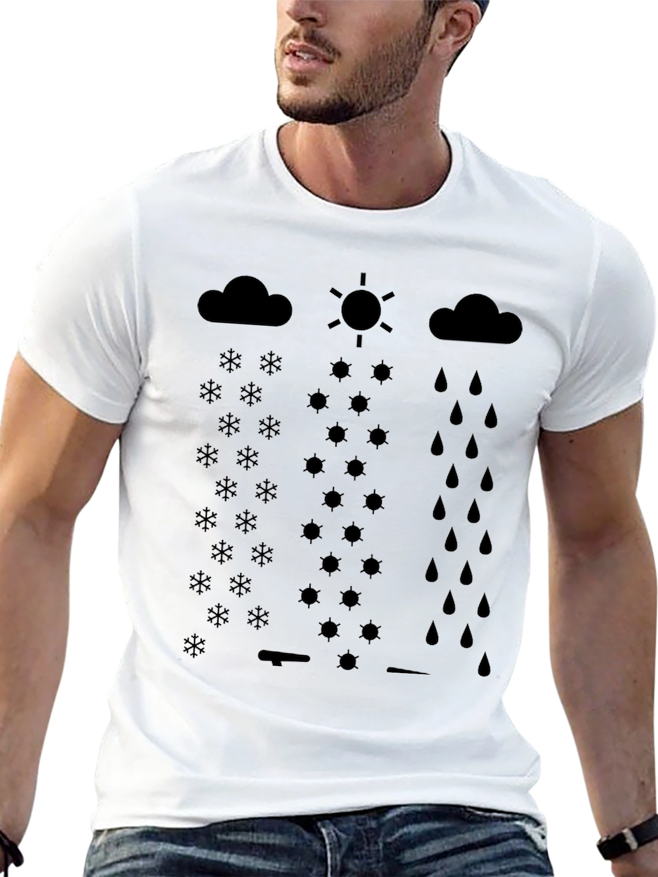 Weather Pattern Black Graphic Print T-Shirt