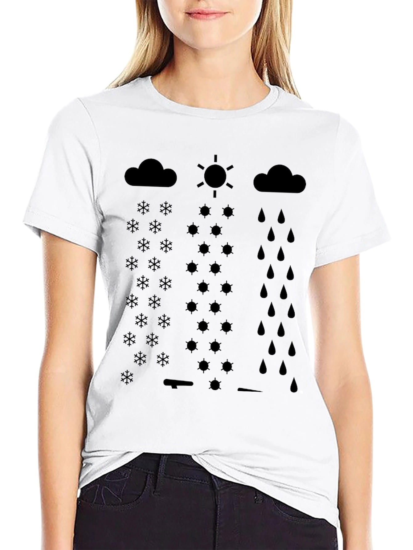 Weather Pattern Black Graphic Print T-Shirt