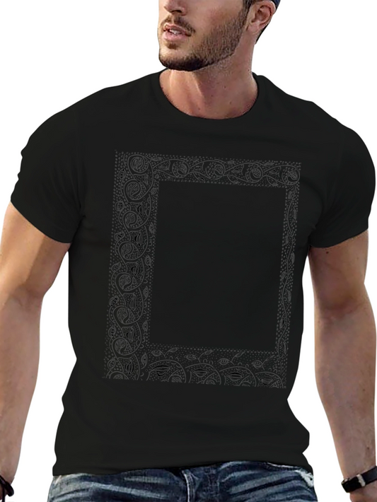Black Floral Bordered Graphic T-Shirt