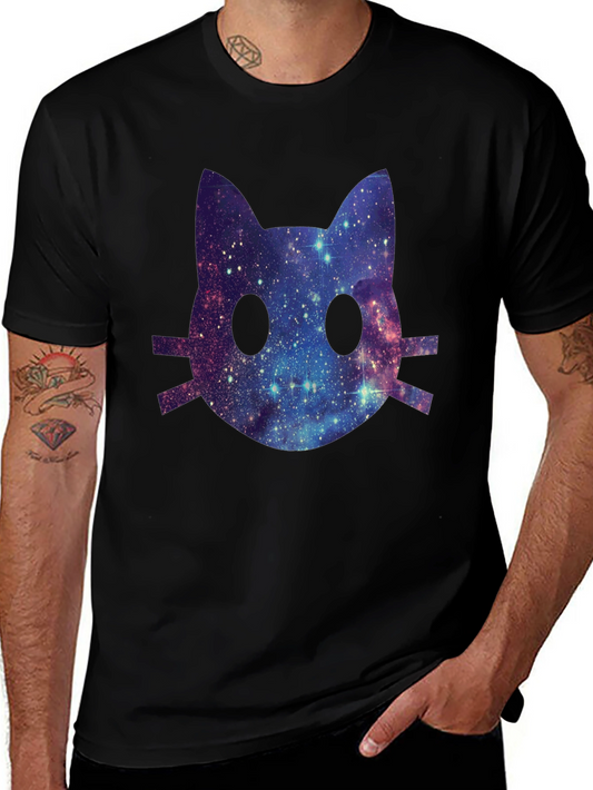 Galaxy Cat Face Graphic T-Shirt