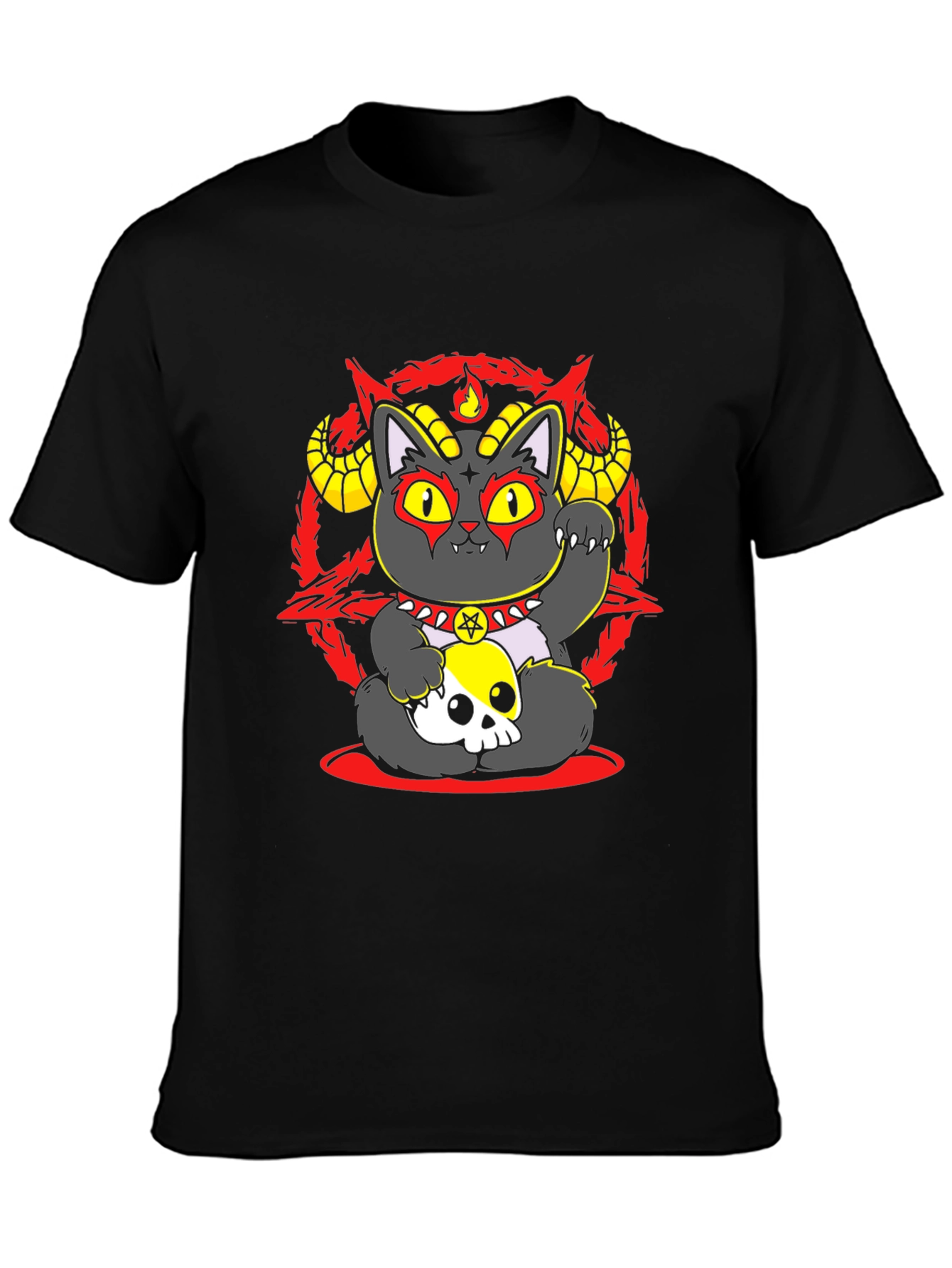 Occult Lucky Cat Graphic Tee - Black