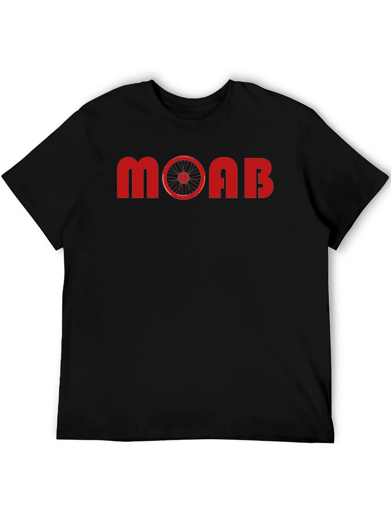 MOAB Mountain Biking T-Shirt - Red Bike Wheel Design