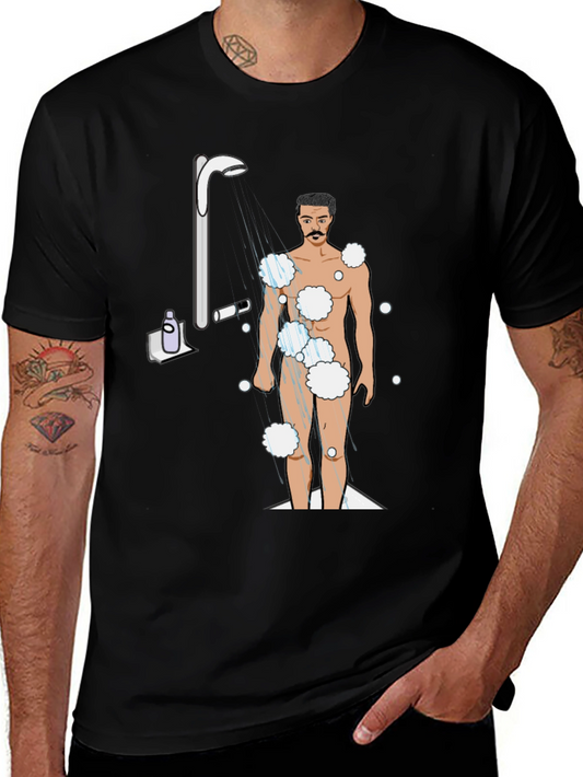 Humorous Shower Man Graphic T-Shirt