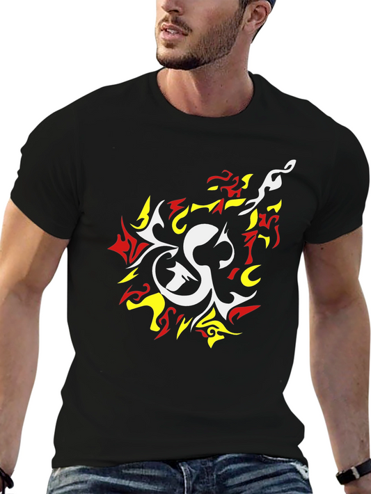 Bold Graphic Tee - White & Fiery Design