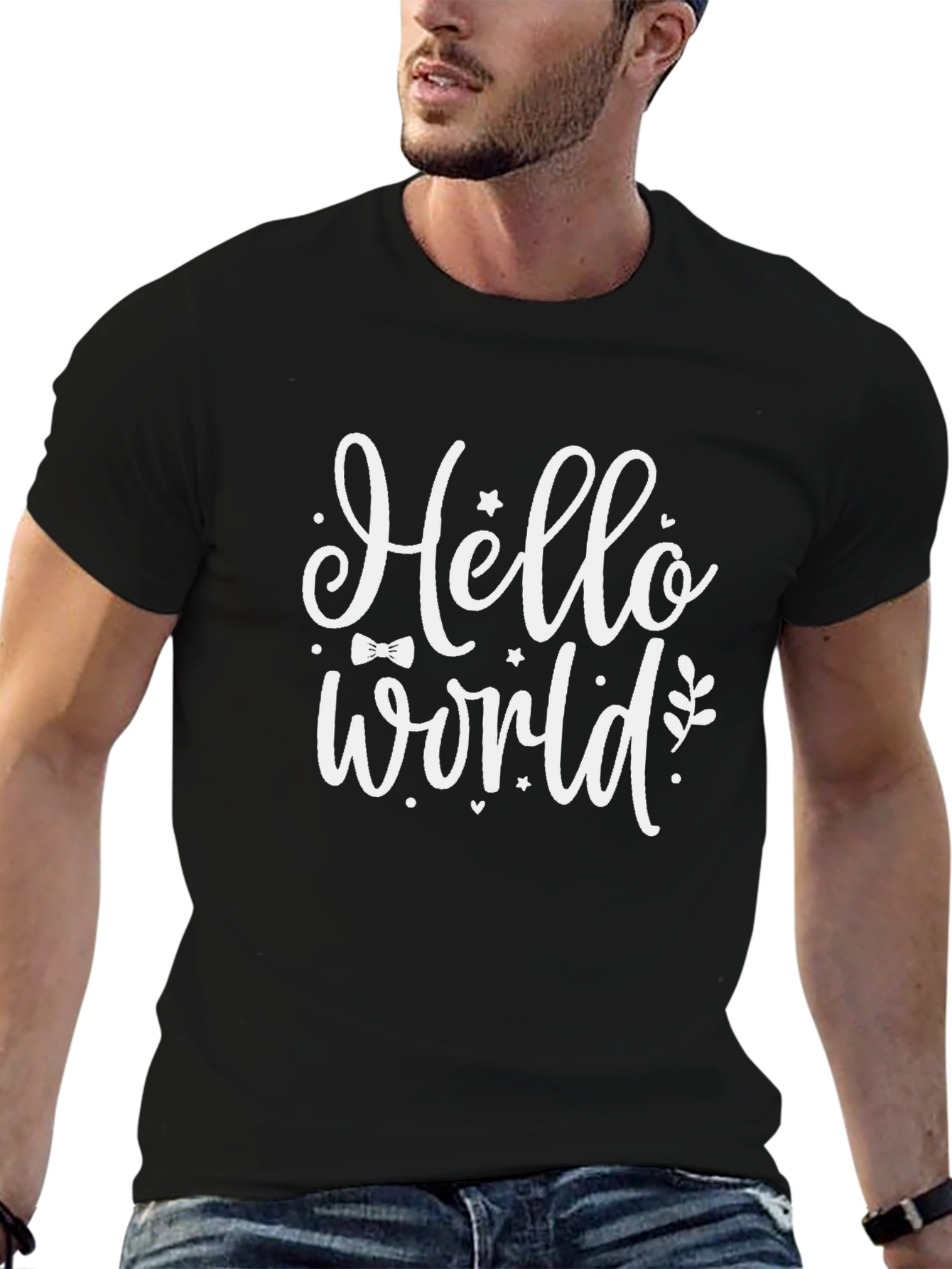 Hello World Graphic T-Shirt - Black Casual Tee