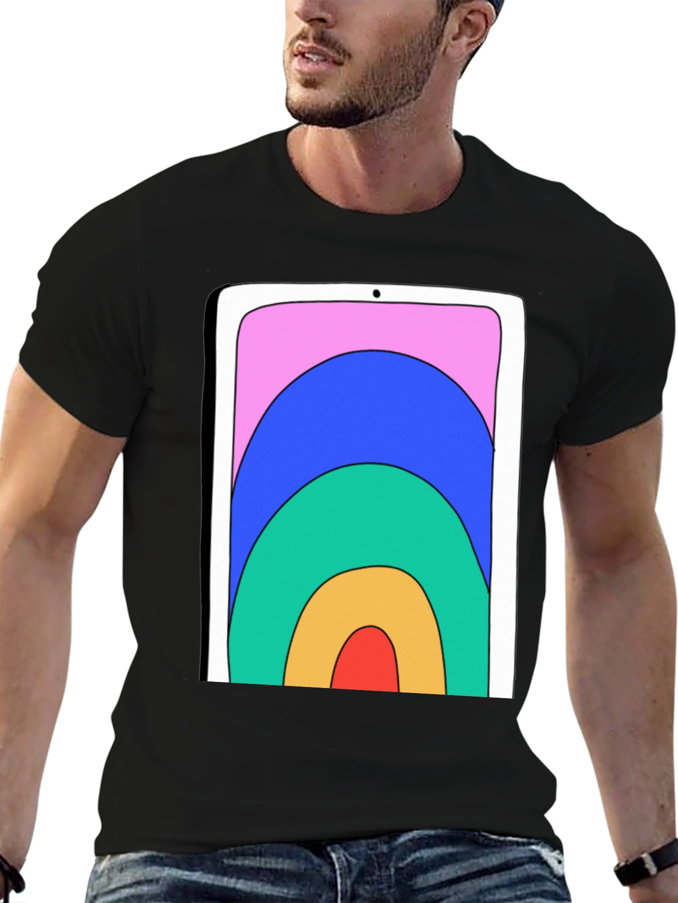 Retro Tablet Graphic Tee - Stylish Unisex Shirt